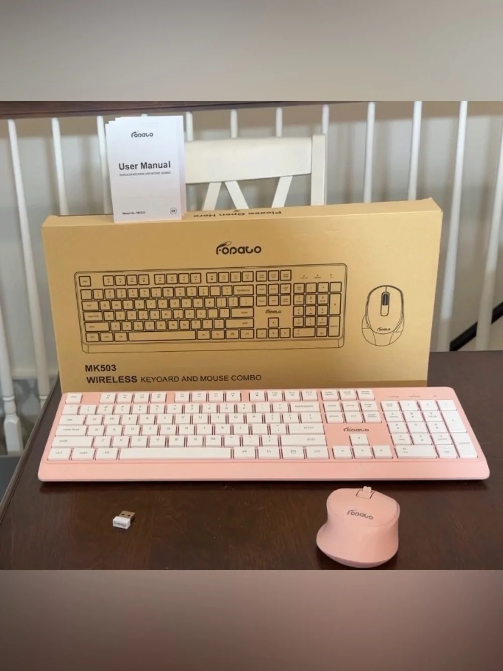 Wireless Keyboard and Mouse Combo, 2.4G USB Full Size Keyboard